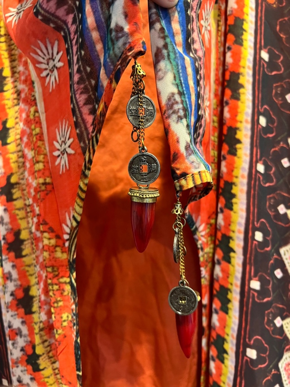 Boho Maxi Kimono Cover-Up in Rust Multi - Picture 9 of 10